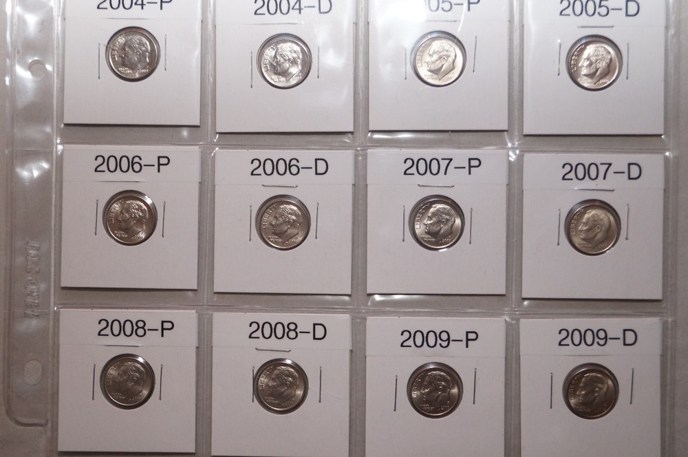 ROOSEVELT DIMES 1990-P-2017-D 57 COINS VARIOUS DATES AND MINTMARKS
