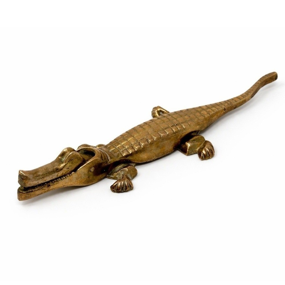 Vintage Solid Brass Crocodile Nutcracker Alligator Figurine Mid Century Modern