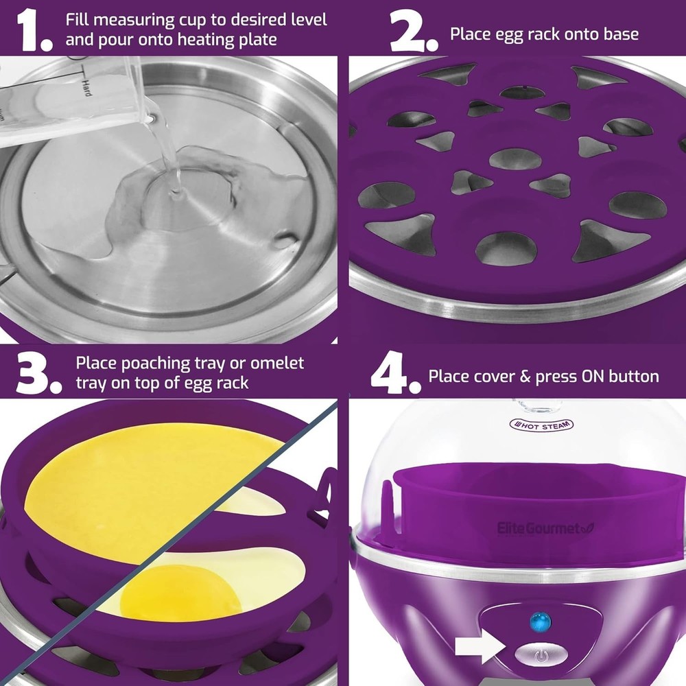 Easy Electric 7 Egg Capacity Cooker Poacher Omelet Maker Scrambled Soft Medium
