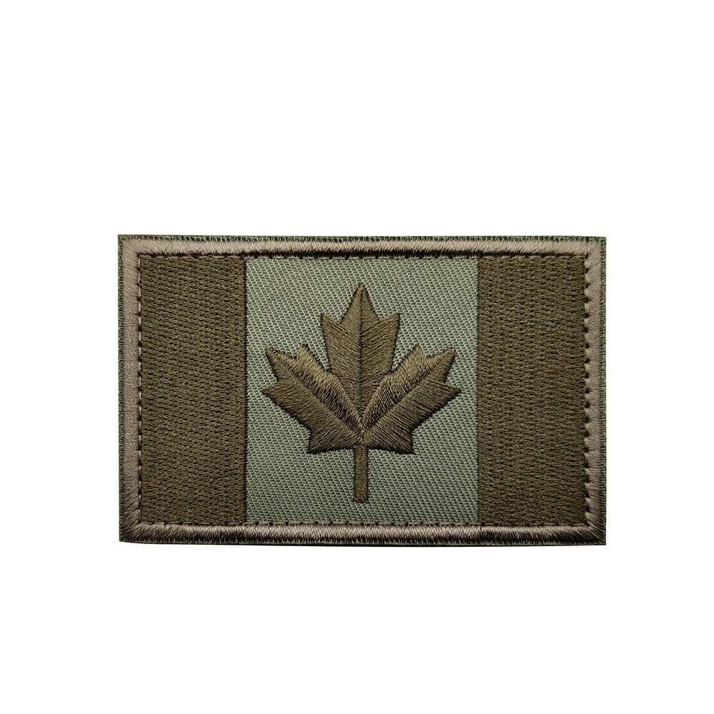 Flag Canada Canadian Maple Leaves Tactical Hook Loop Patch Embroidered Forest