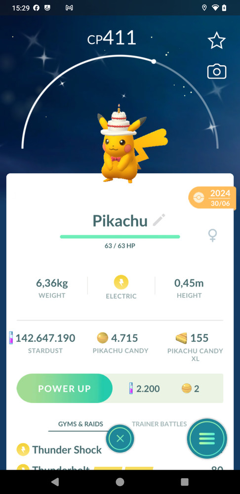 Shiny Pikachu Cake Hat- 20k dust