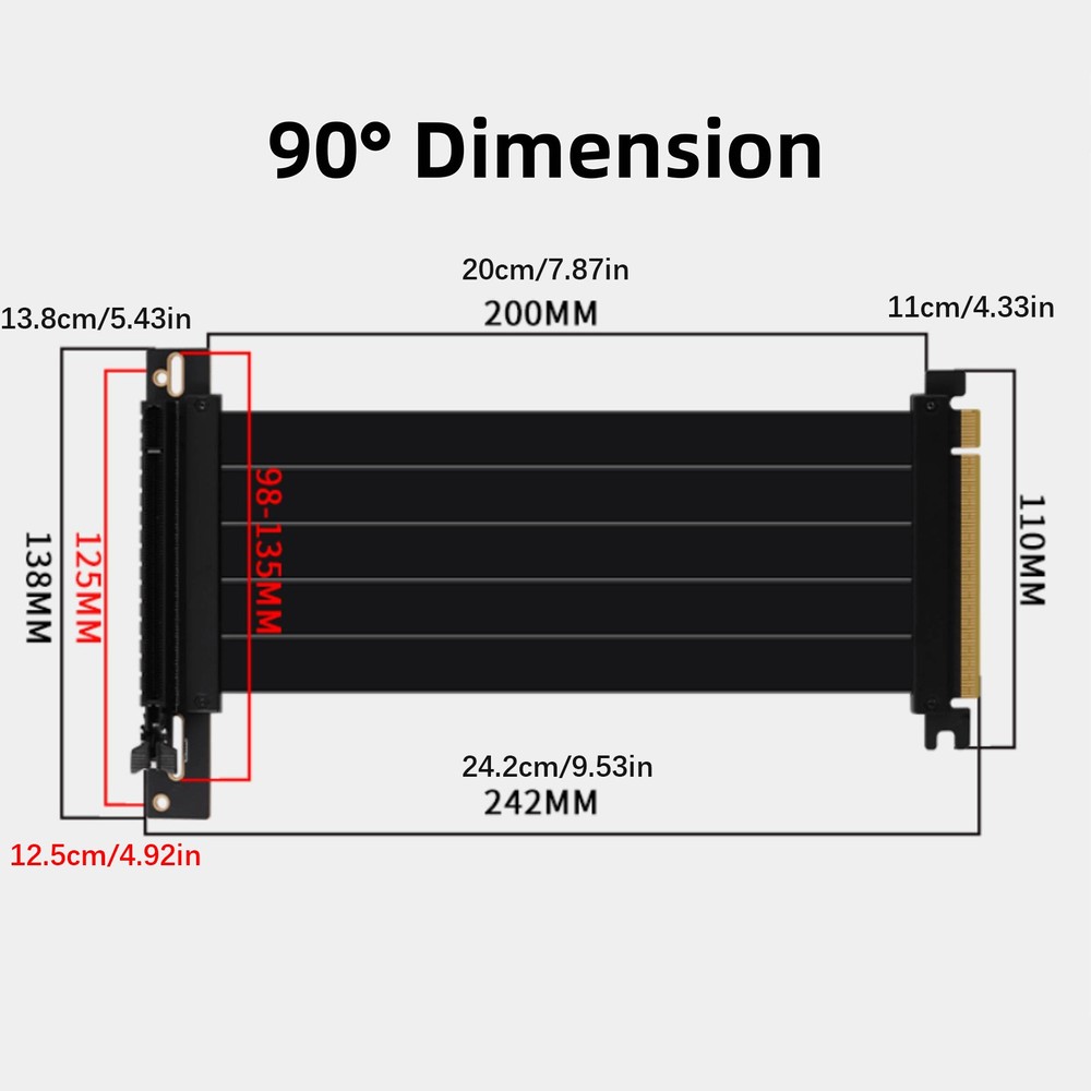 1PC PCIE 16X 3.0 Riser Cable 90 Degree Graphics Card Extension Cable Accessories