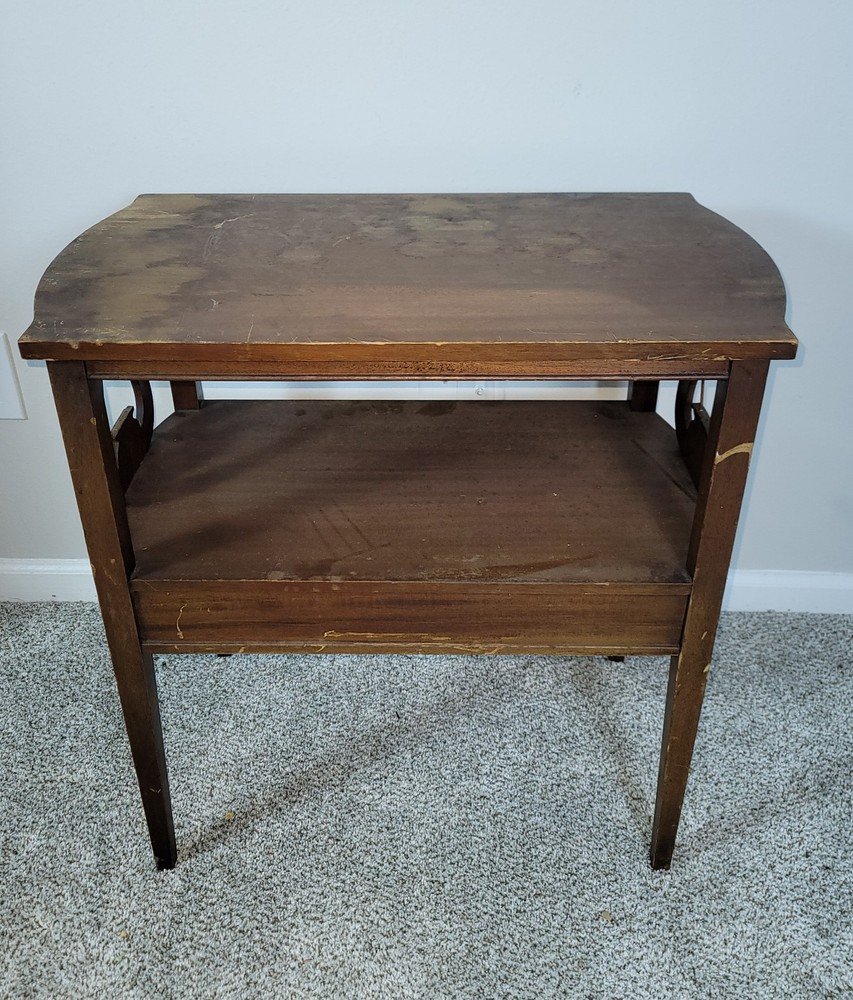 Vintage Mahogany Harp End Table