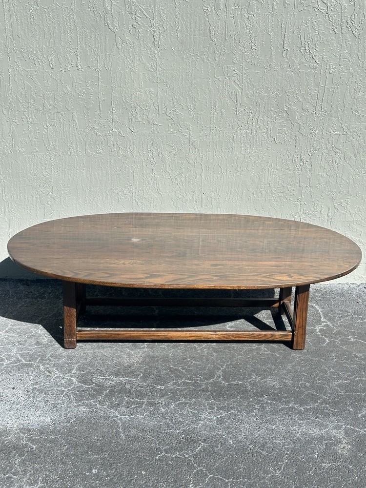 Vintage Cushman Classics Drop-Leaf Oval Coffee Table – Solid Oak