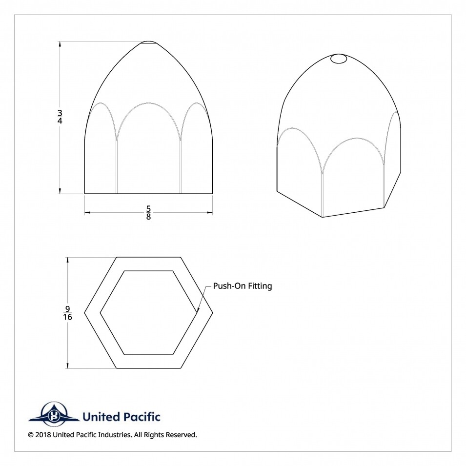 7/16" x 3/4" Bullet Nut Cover - Push-On - 10 Pack