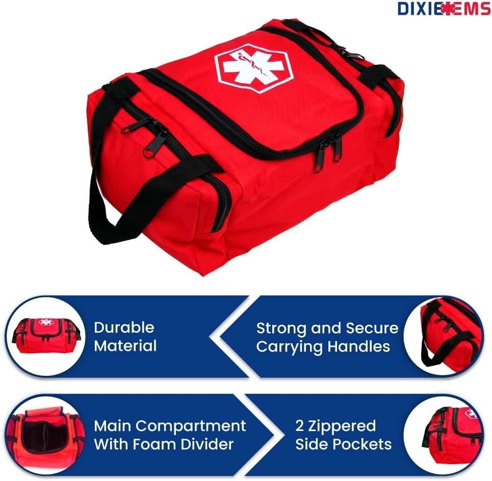 DIXIE EMS 636841-R EMPTY FIRST RESPONDER II TRAUMA BAG RED