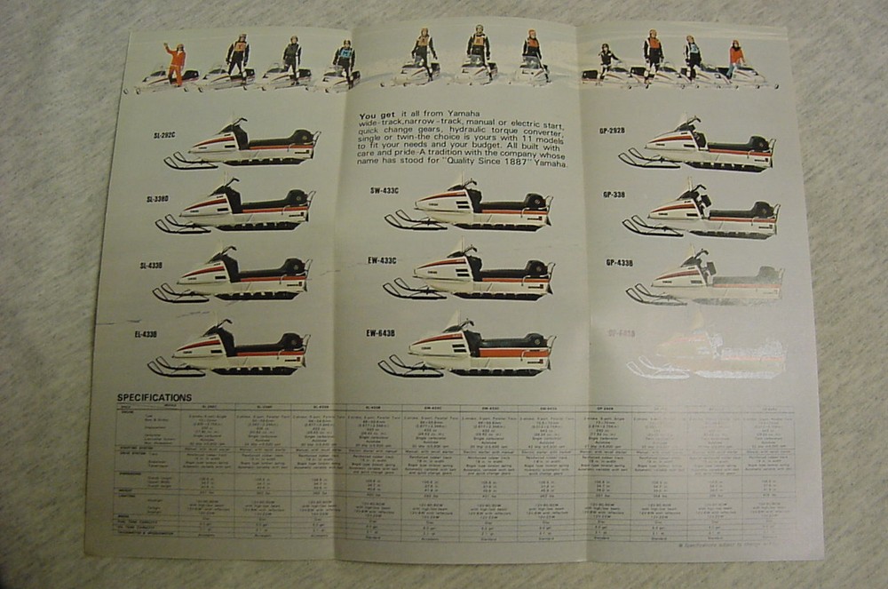 Vintage Yamaha 1973 Snowmobile brochure E. C.
