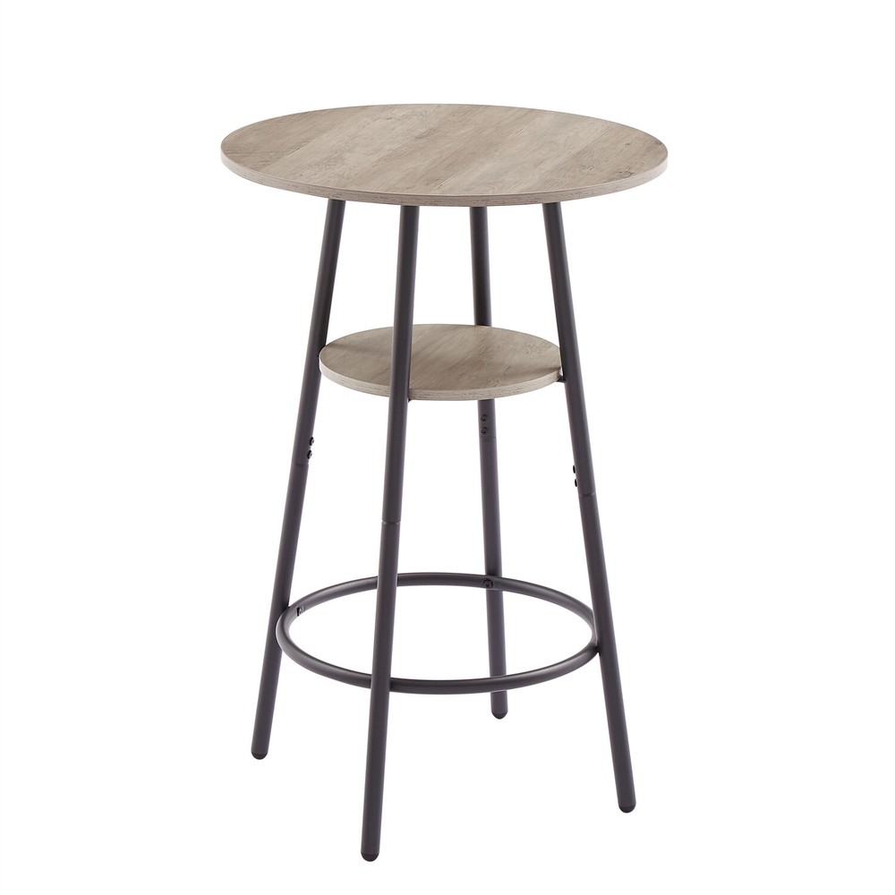 3 Piece Bar Table Set Counter Height Kitchen Pub Table w/ 2 Upholstered Stools