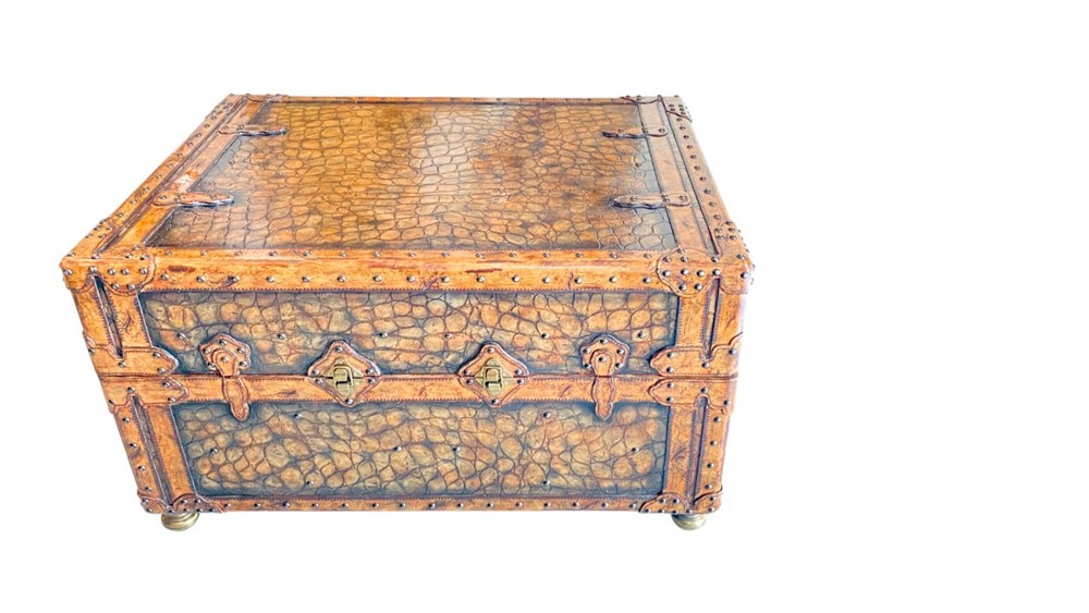 MAITLAND SMITH Leather Storage Trunk With Tray Insert