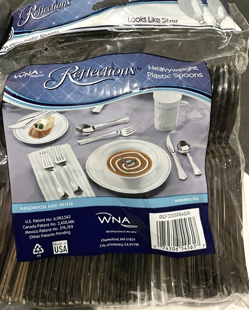 WNA Reflections Disposable Plastic Silver Teaspoons 8/40 Spoons (320 Count)