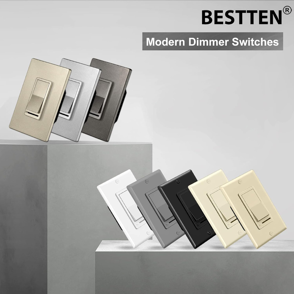 Matte Brown Dimmer Wall Light Switch, Single Pole or 3-Way, Compatible with Dim
