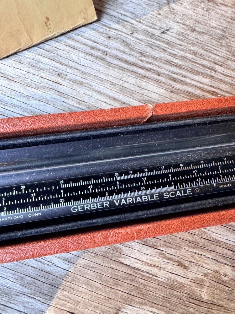 Gerber Variable Scale Engineering Drafting Slide Rule Tool Hartford CT