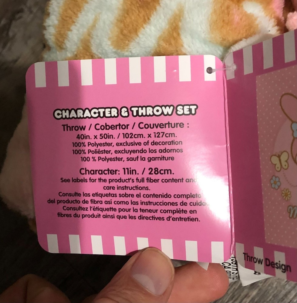 Hello Kitty My Melody Character Plush & Throw Blanket Set New with Tags