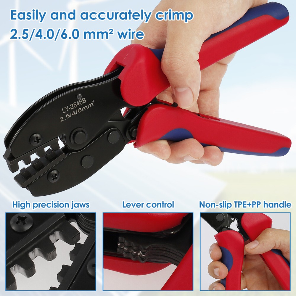 12/24PCS Solar Panel Cable Wire Connectors Crimper PV Crimping Pliers Tools Set