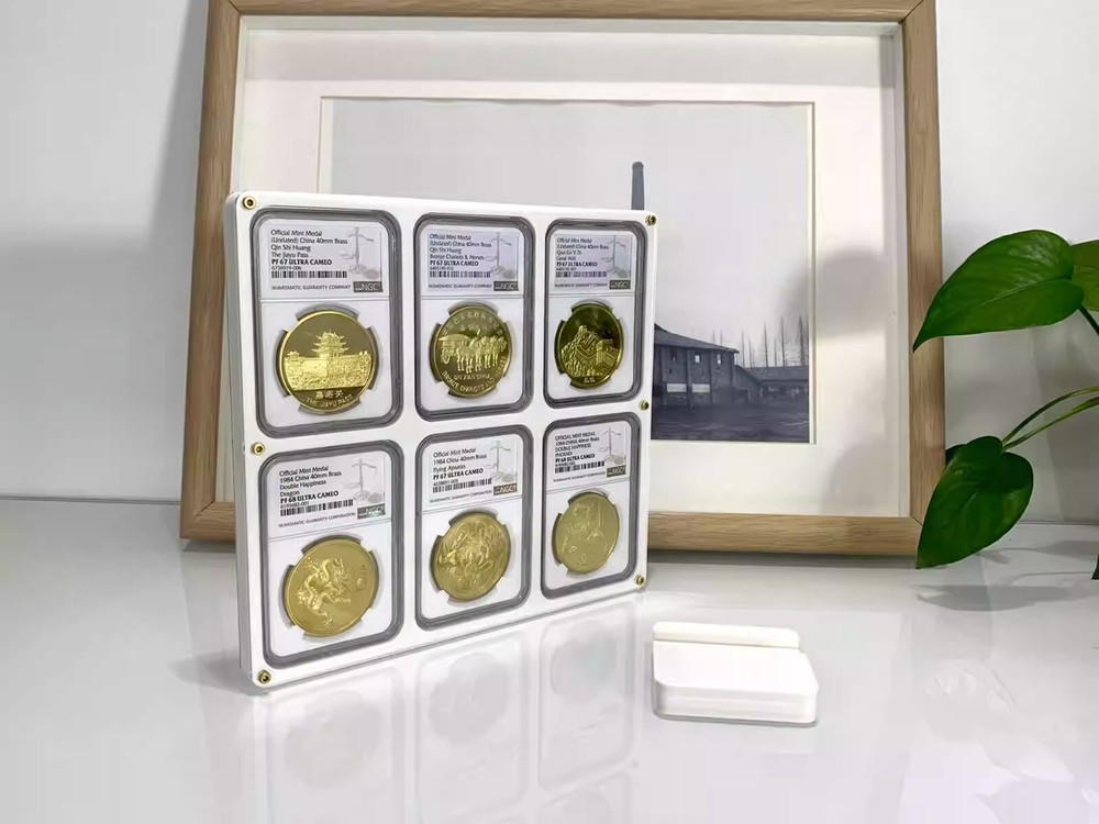 6 Grids Colored Desktop Display Frame Case Stand Box For NGC Holders