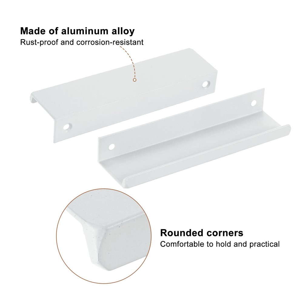 Cabinet Edge Finger Pull, 6pcs 120mm / 4.72" Hidden Cabinet Pulls, White