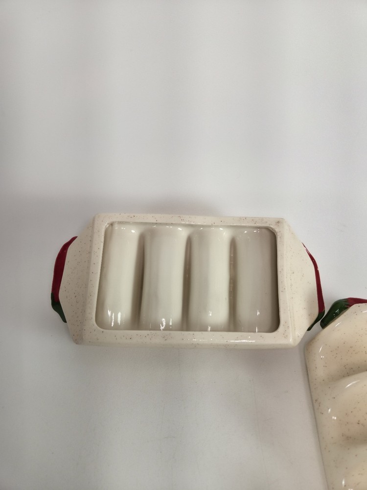 2 Vintage Ceramic Toco Holders 4 Tocos Each Hot Peppers