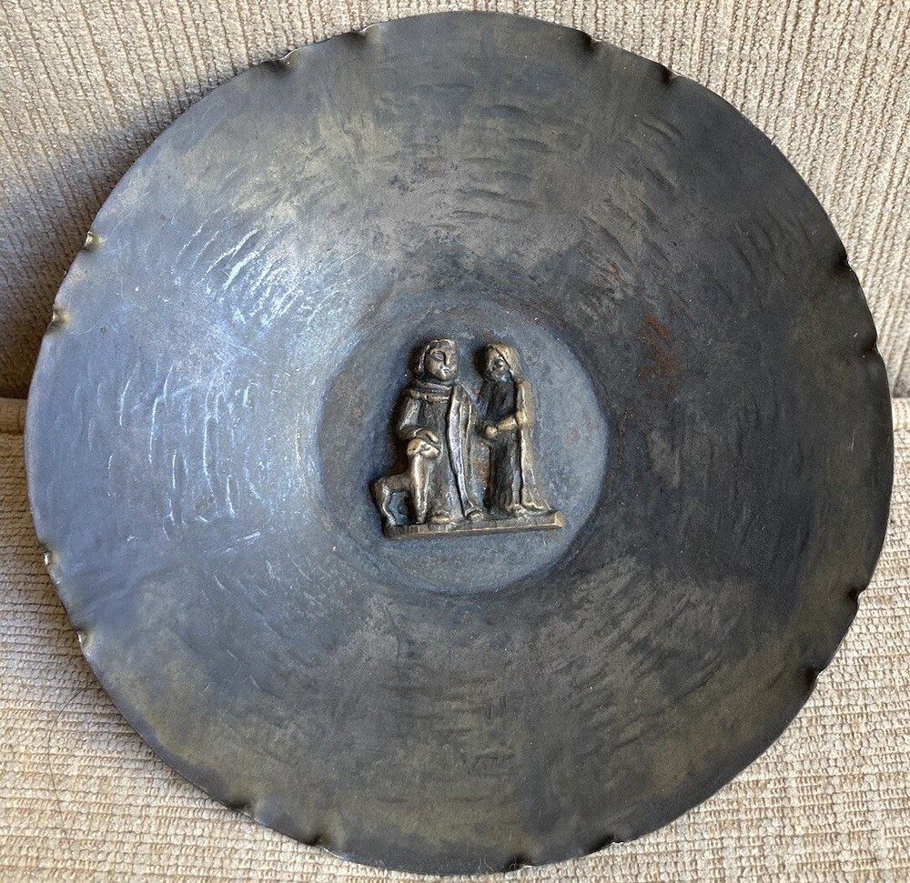 Vintage Margit Tevan Hungarian Silversmith Brutalist Silver Plate Dish Signed