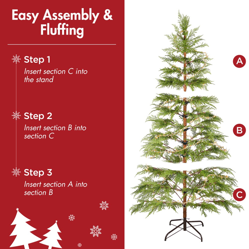 6 FT Artificial Full Christmas Tree Includes LED Lights Xmas Decoration