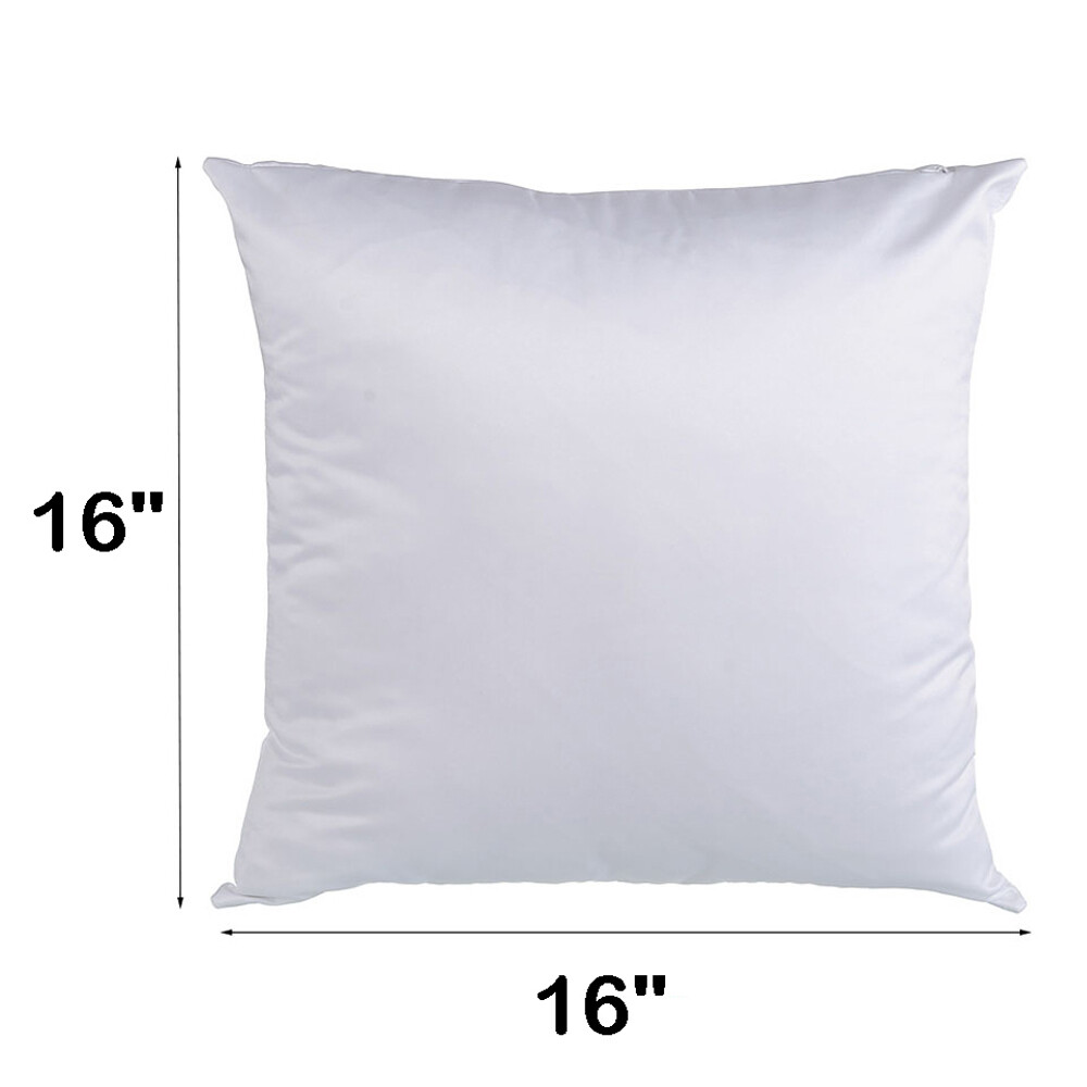 4Pcs 16" Polyester Sublimation Blank Pillow Case White Zippered Cushion Cover