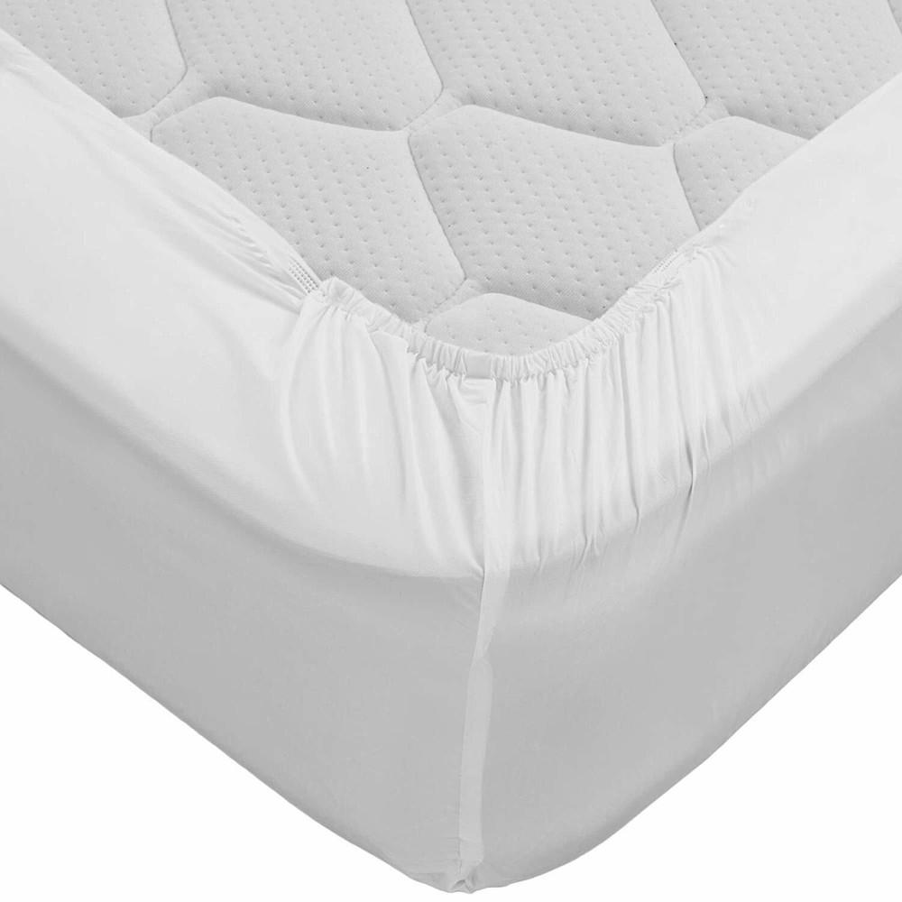 Abstract Vinyl Mattress Protector Corner Fitted Style Cover - White (33" X 75")