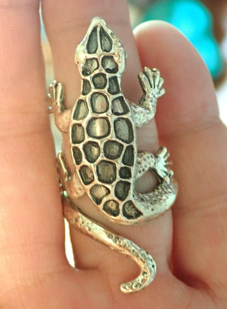 Lizard Long Cute Sterling Silver  Ring  Sz.7.5  slightly adjustable