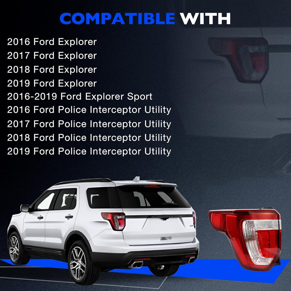 Left Tail Light Assembly Compatible with 2016-2019 Ford Explorer Police Intercep