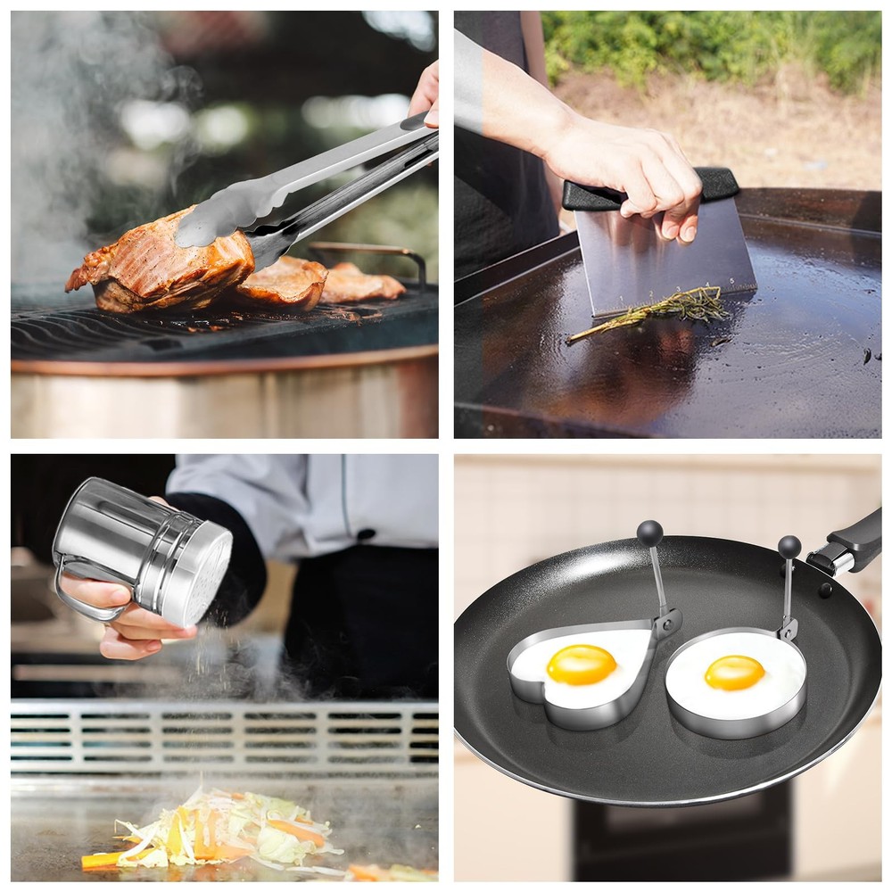 Griddle Accessories for Blackstone with Smashed Burger 18pcs-Black