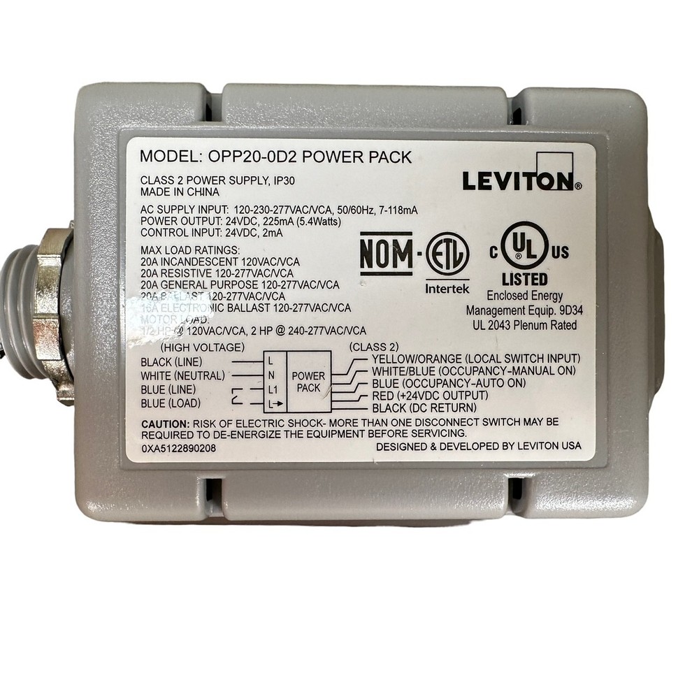 Leviton OPP20-D2 Occupancy Sensor Gray OCC Sensor Power Pack OPP20-0D2
