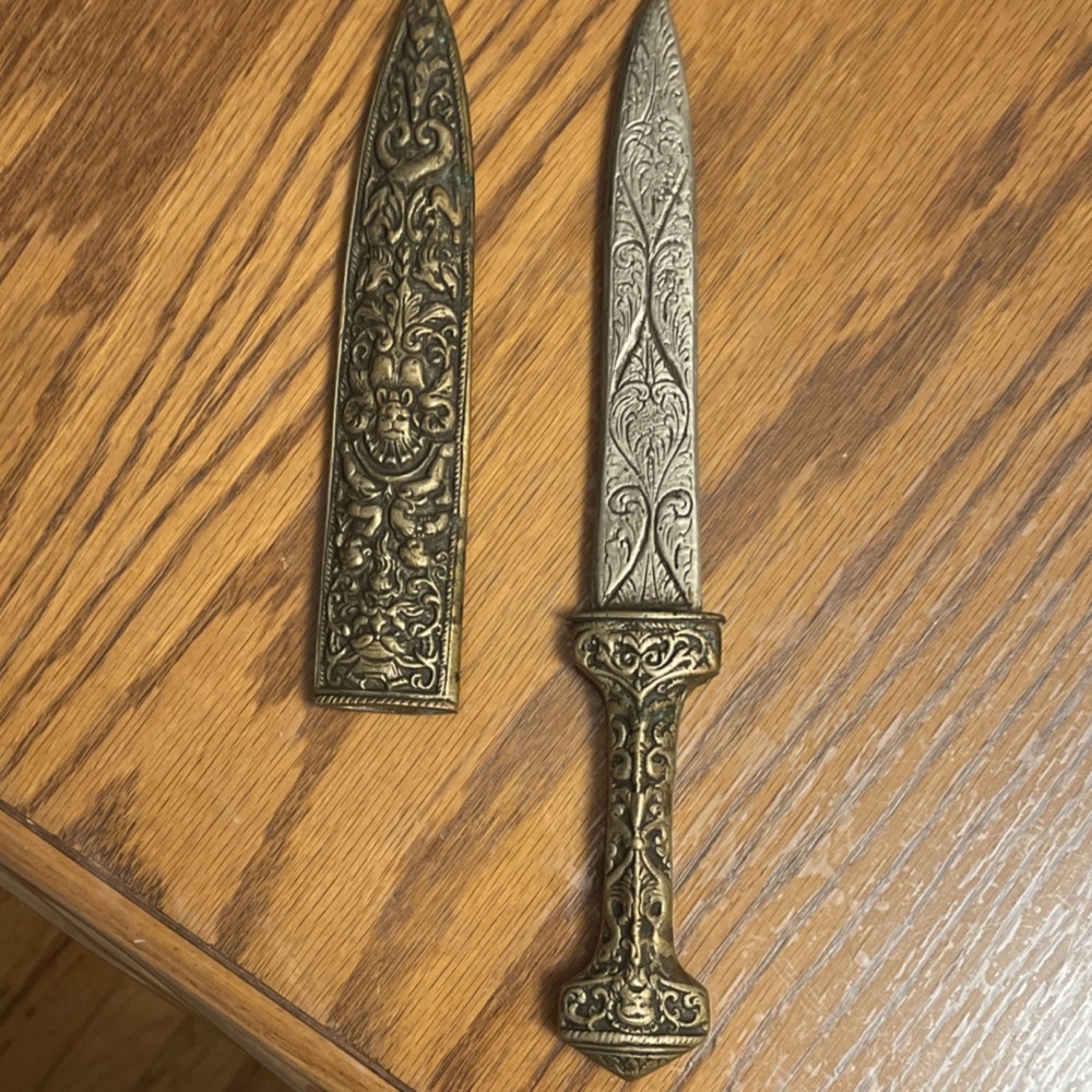 19th C Replica Silver Dagger Antique Grotesque