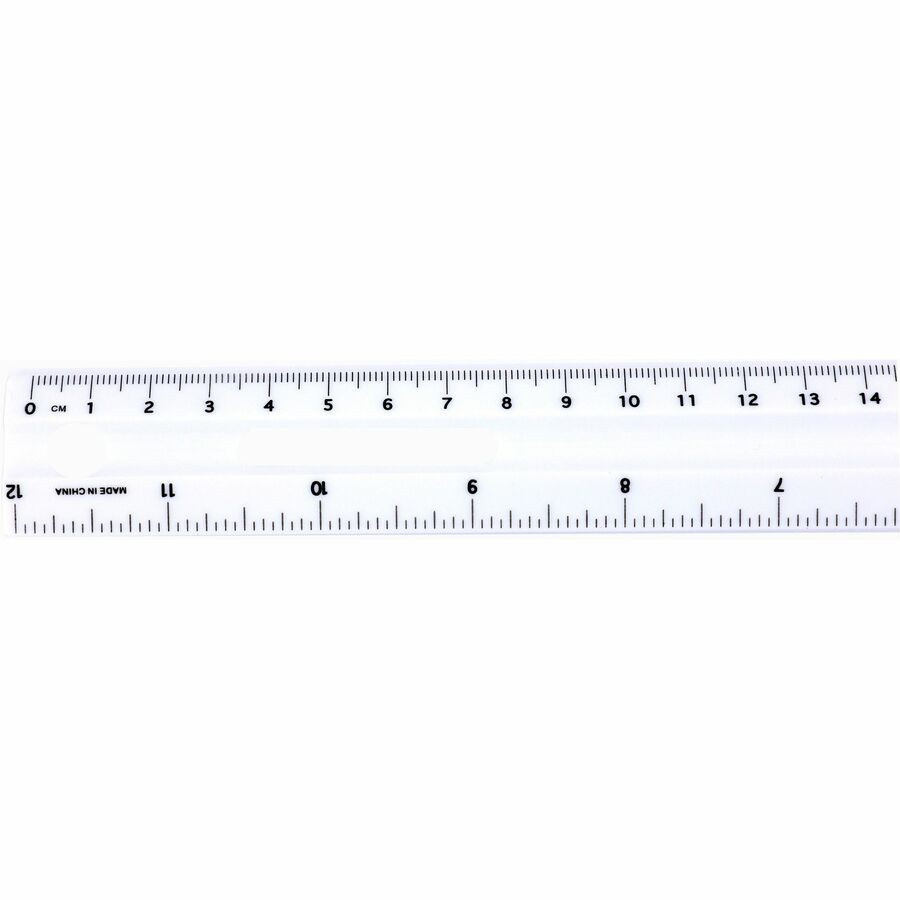 Business Source BSN32365 Plastic Ruler 12" White 1/16" Graduations