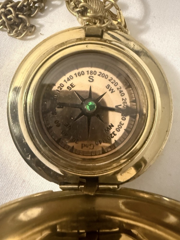 Solid Brass Pocket Compass With Bible Verses - Religious - Gift