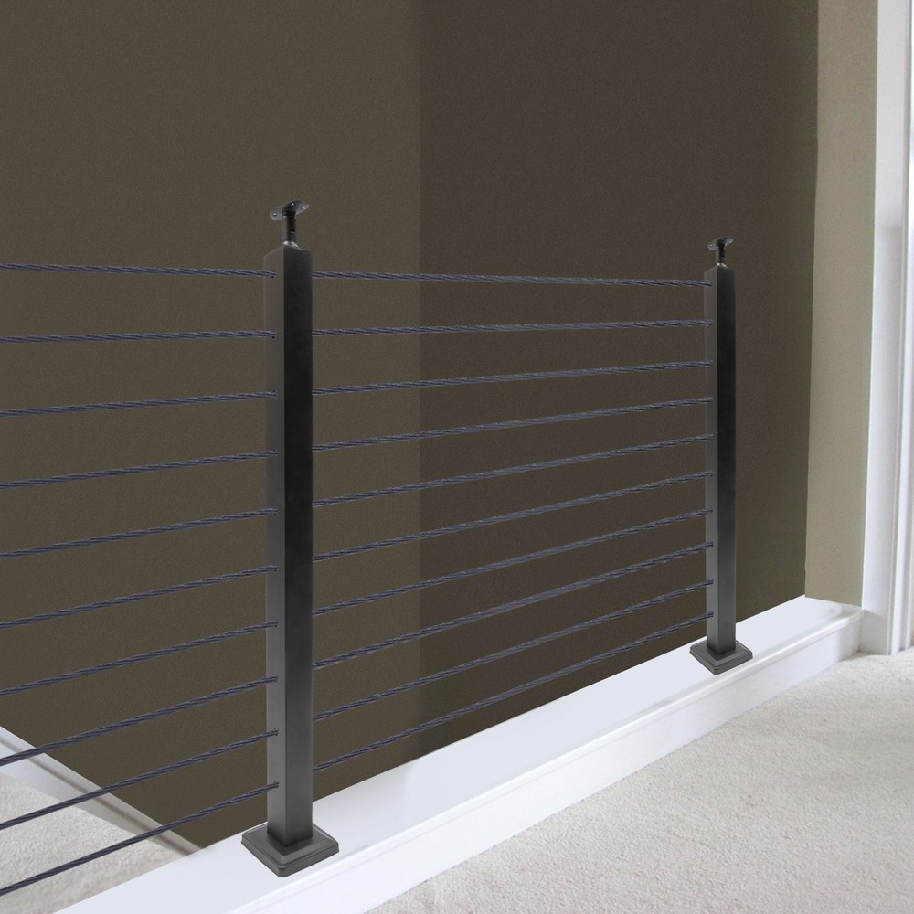 Cable Railing Post 36"x2"x2"  Deck Railing Horizontal Drilling Angle Black