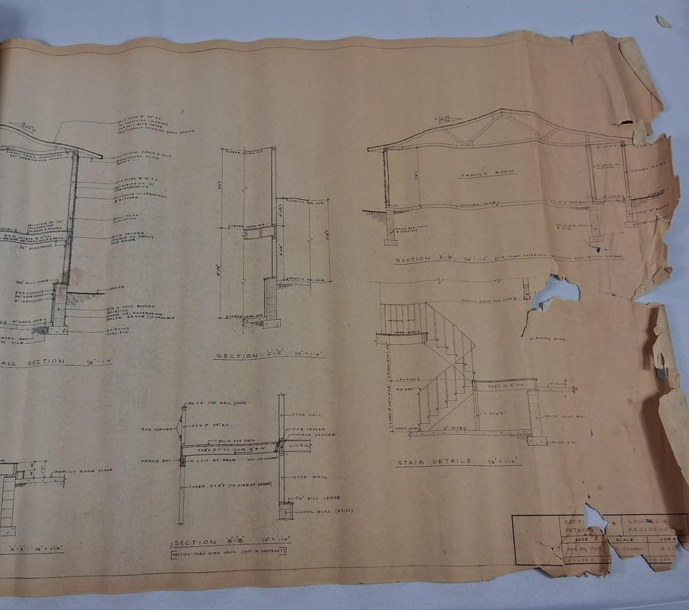 Mid Century Original 1969 Architectural Blueprints Drawings