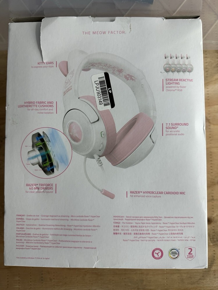 Razer Kraken Kitty V2 Wired Gaming Headset - Hello Kitty - NEW Open Box