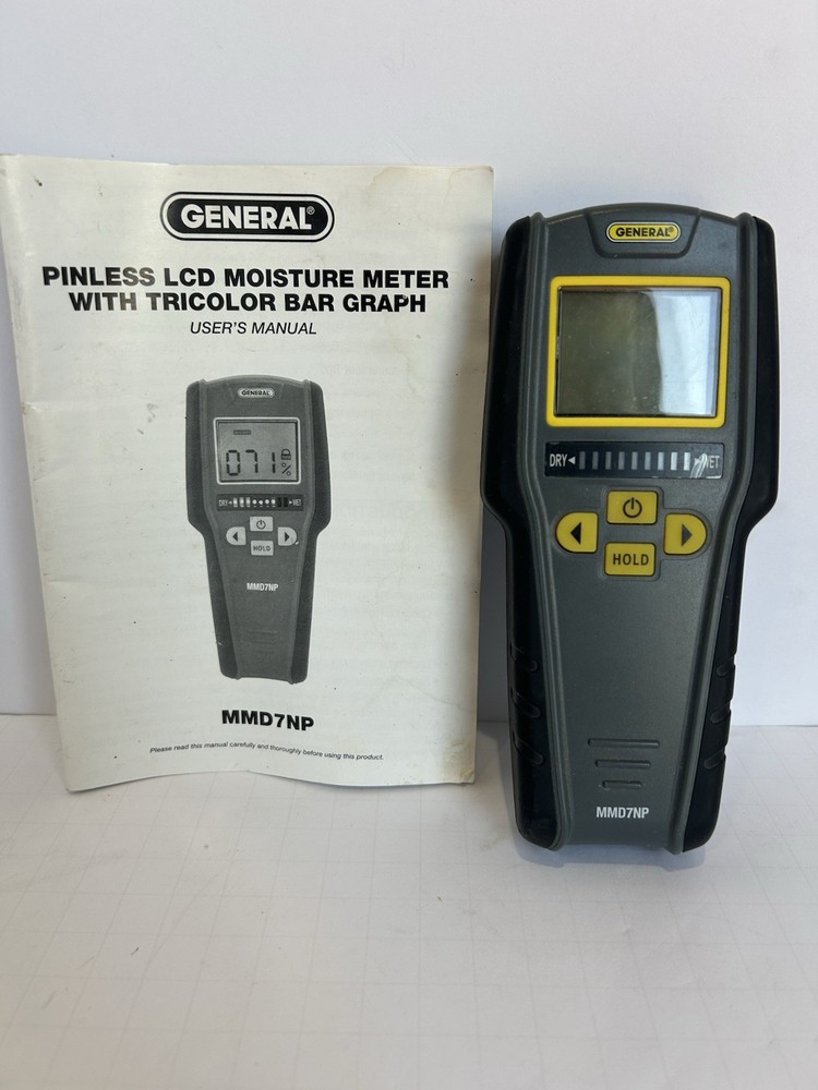 General MMD7NP Pinless LCD Moisture Meter Tricolor Bar Graph Hold Function