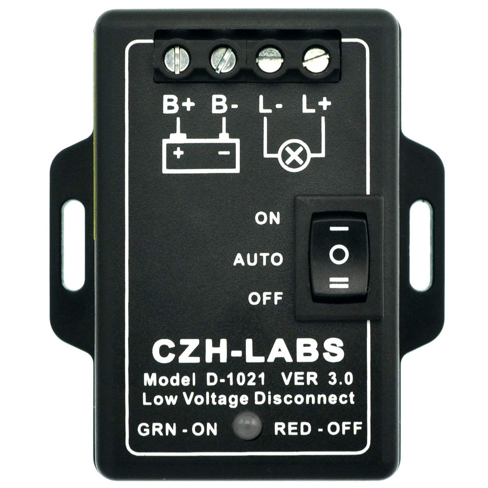 CZH-LABS LVD Low Voltage Disconnect Module. 12V / 30Amp Black ABS Panel Mount...