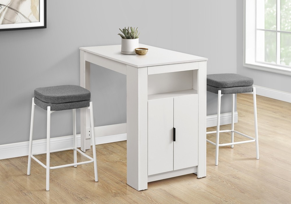 Dining Table, 48" Rectangular, Counter Height, Kitchen, Small, Storage, White