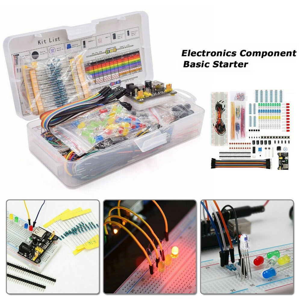 Electronic Component Basic Starter Kit Breadboard Cable LED Resistor For Arduino