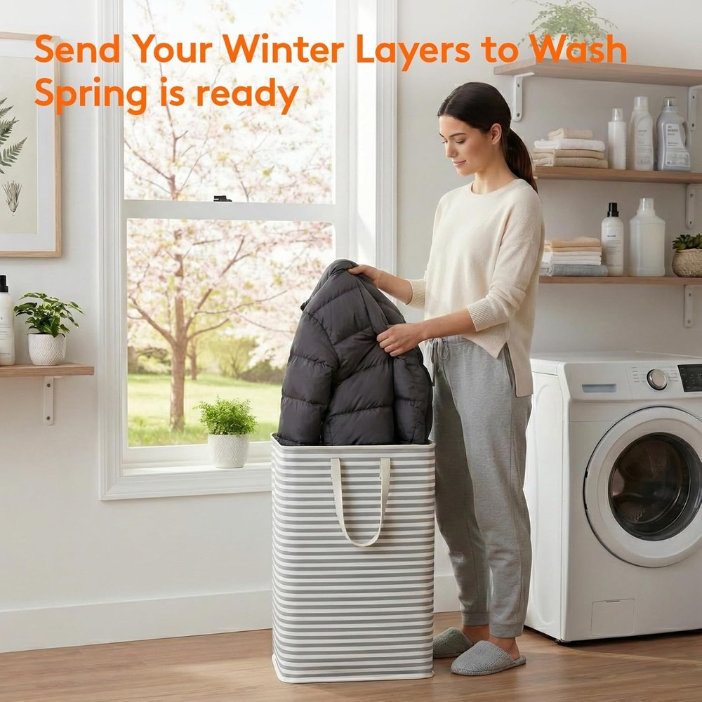 2 Pack Laundry Hamper Large Collapsible Laundry Baskets Freestanding Waterproof