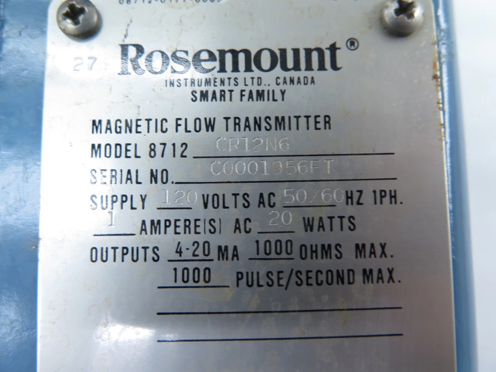 Rosemount 8712CR12N6 Magnetic Flow Transmitter 120VAC 1A