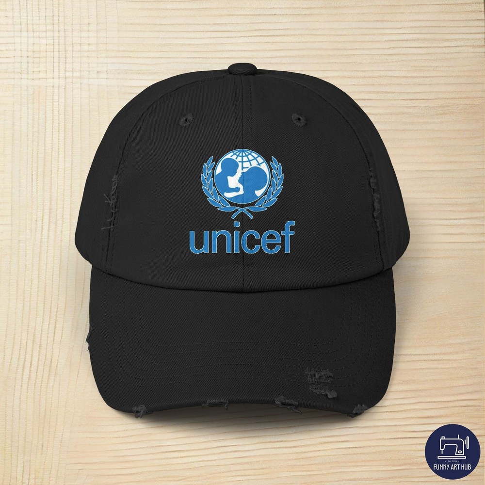 Unicef Logo Unisex Distressed Cap