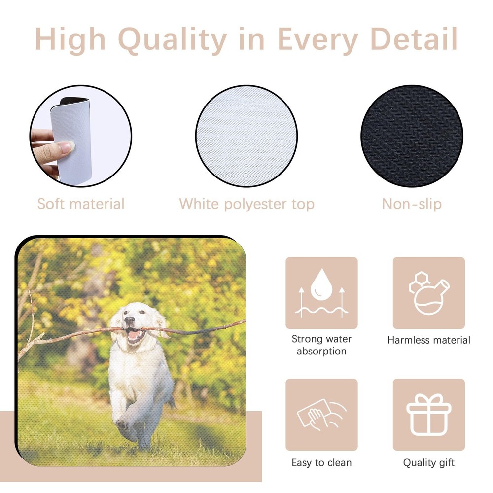 50 Pack Square Sublimation Blank Coaster Cup Mat Rubber Heat Transfer Press