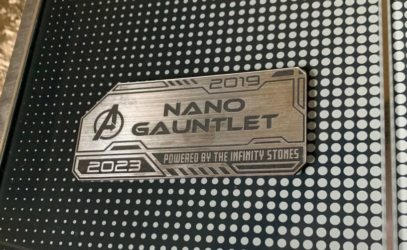 CUSTOM AVENGERS ENDGAME NANO GAUNTLET DISPLAY PLACARD PROP