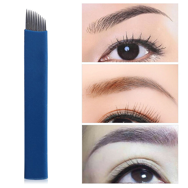 14F Microblading Blades Tattoo Needles Permanent Makeup Manual Eyebrow Blades