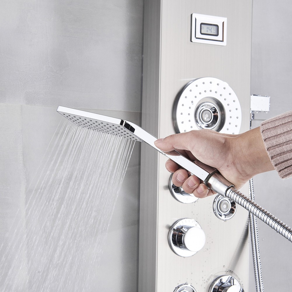 ELLO&ALLO LED Shower Panel Tower Rain Massage Shower System Set Body Spa Jet