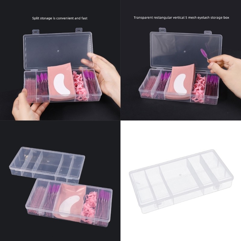 Professional Eyelash Technician s 5 Grid Storage Container with Snap On Lid
