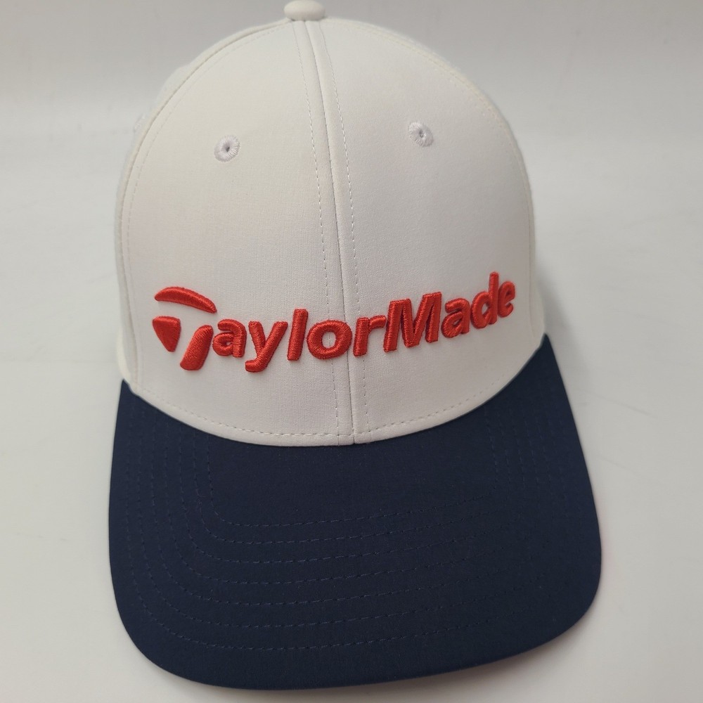 TaylorMade Hat Adjustable White Blue Red Golf Performance Polyester Casual Men