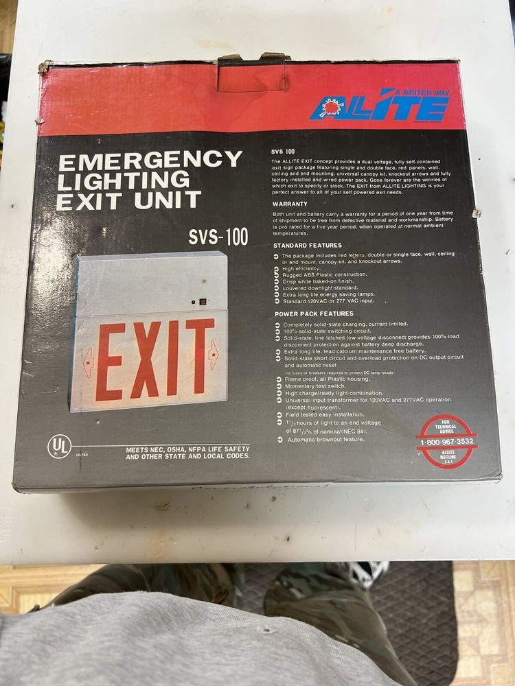 ALLITE  EMERGENCY EXIT LIGHTING 120/277 V DOUBLE FACE ,RED PANEL(svs-100) +