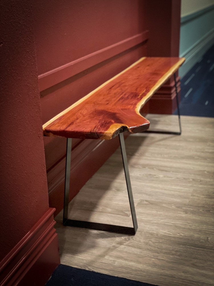 rustic wood bench